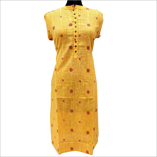 Ladies Printed Yellow Kurti