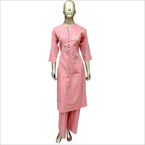 Party Wear Pink Kurti With Palazzo Set